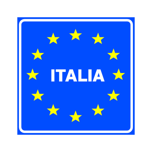 Sinjali në figurë tregon kufirin e shtetit Italian, që bën pjesë në Bashkimin Evropian.