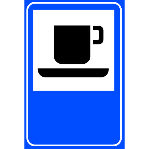 Sinjali në figurë u tregon drejtueseve të mjeteve, që qarkullojnë në rrugë interurbane, se në afërsi ndodhet një bar (kafe).