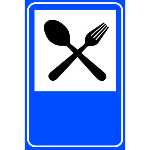 Sinjali në figurë detyron drejtuesit e mjeteve të parkojnë mjetin dhe të ushqehen në restorant.