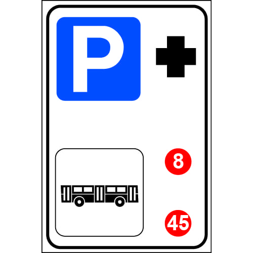 Sinjali në figurë tregon zonën e parkimit të autobusëve të transportit publik.