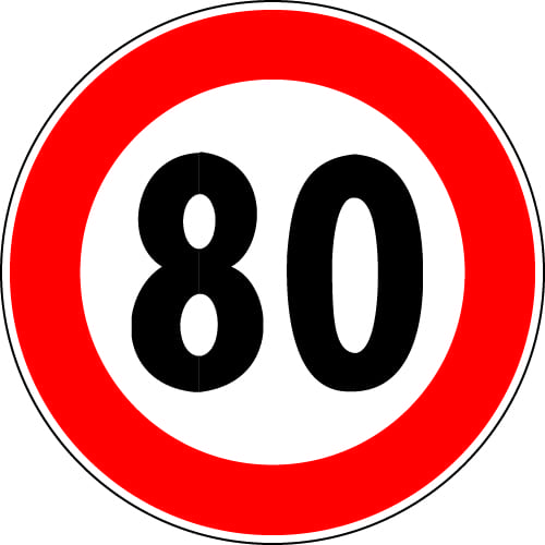 Sinjali në figurë ndalon të tejkalohet shpejtësia 80 km/orë.