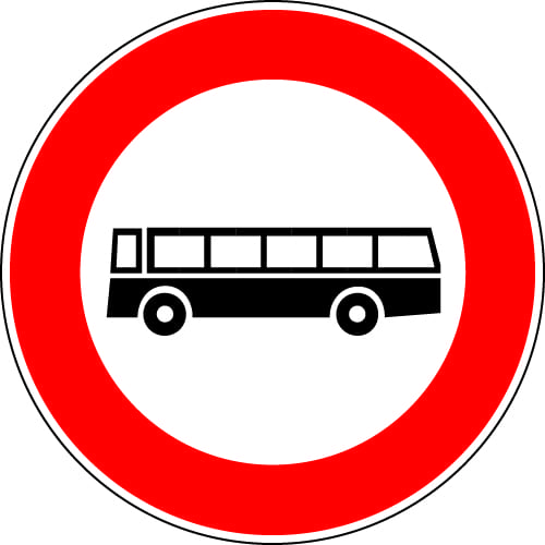 Sinjali në figurë ndalon qarkullimin për autobusët.