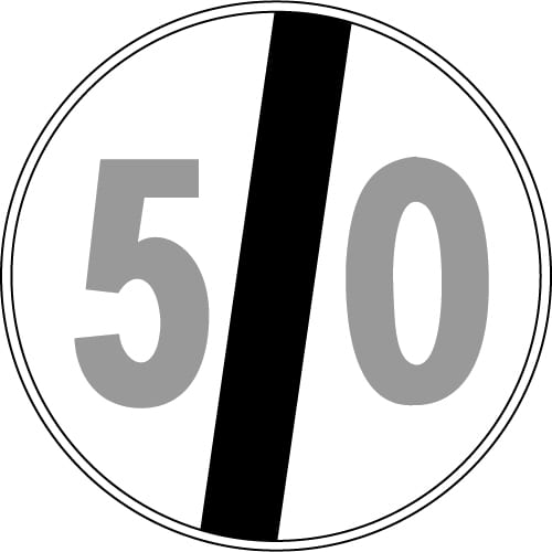 Sinjali në figurë lejon të qarkullohet me shpejtësi më të madhe se 50 km/orë, por jo më shumë se shpejtësia e lejuar për atë rrugë.