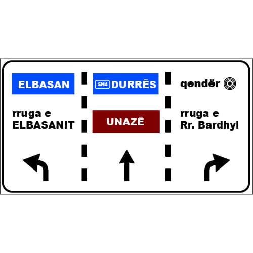 Sinjali në figurë i tregon drejtuesit të mjetit, që po lëviz drejt qendrës së qytetit, të pozicionohet në korsinë e djathtë.