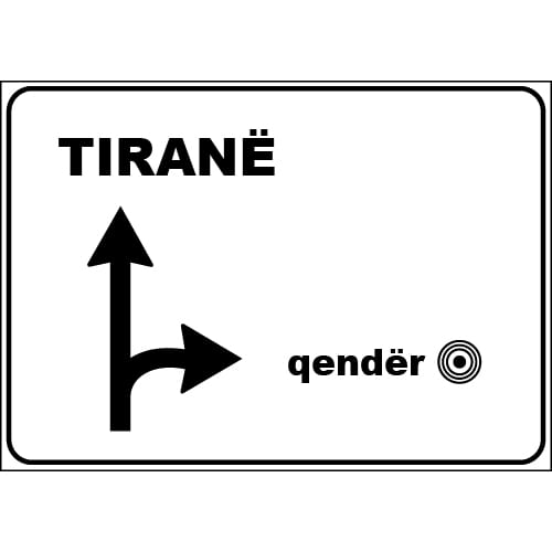 Sinjali në figurë tregon kthimin nga e djathta për të shkuar në një qendër historiko-sportive.