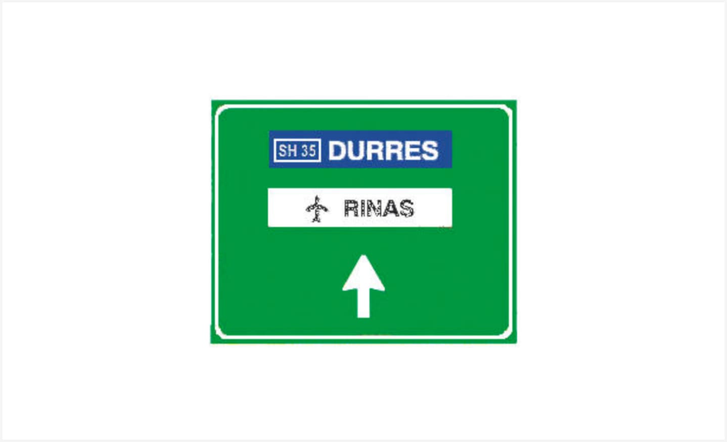 Sinjali në figurë tregon se për të shkuar në Durrës duhet të përshkojmë edhe 35 km.