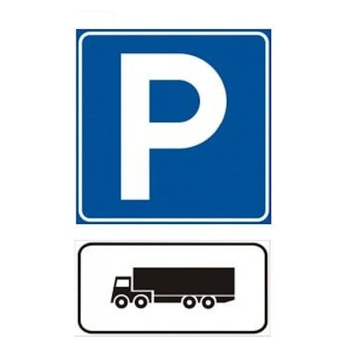 Sinjali i treguar në figurë tregon se mund të parkojnë të gjitha automjetet, përveç gjysmërimorkiatorëve.